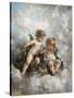 Cherubs in the Clouds-Charles Lutyens-Stretched Canvas