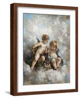 Cherubs in the Clouds-Charles Lutyens-Framed Giclee Print