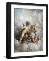 Cherubs in the Clouds-Charles Lutyens-Framed Giclee Print