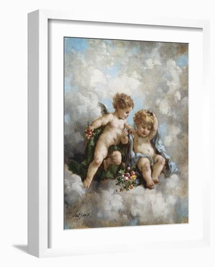 Cherubs in the Clouds-Charles Lutyens-Framed Giclee Print