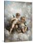 Cherubs in the Clouds-Charles Lutyens-Stretched Canvas