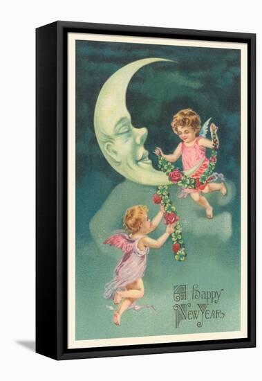 Cherubs on Crescent Moon-null-Framed Stretched Canvas