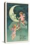 Cherubs on Crescent Moon-null-Stretched Canvas