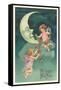 Cherubs on Crescent Moon-null-Framed Stretched Canvas