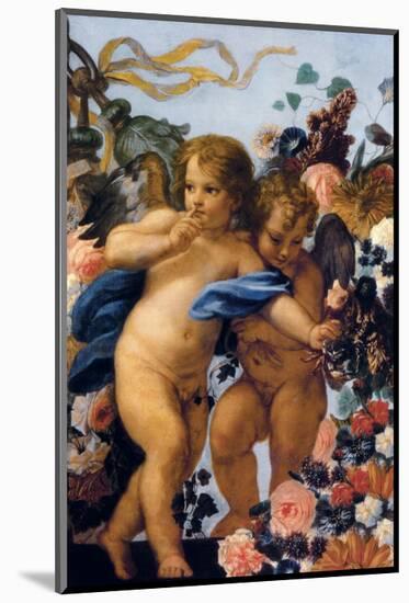 Cherubs with Garland of Flowers, Detail-Carlo Maratti-Mounted Premium Giclee Print