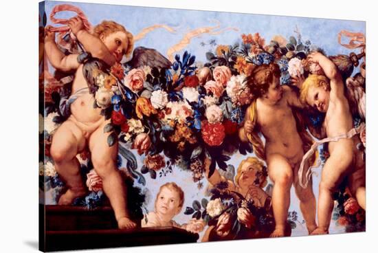 Cherubs with Garland of Flowers-Carlo Maratti-Stretched Canvas