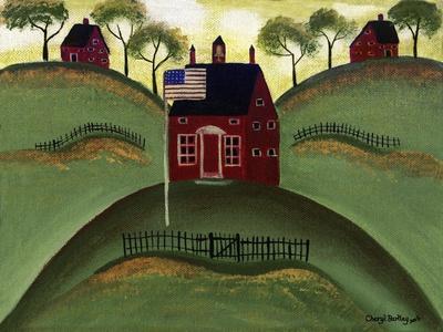 American Folk Art Red Quilt Horse Barn Painting by Cheryl Bartley - Pixels