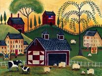 Primitive Quilt Maker House Sunflower Sheep Cheryl Bartley-Cheryl Bartley-Giclee Print