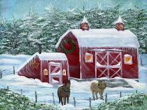 Winter Horses by Red Barn-Cheryl Bartley-Framed Giclee Print