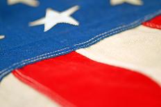 Aged Hand Sewn American Flag with Shallow Focus-CherylCasey-Photographic Print