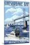 Chesapeake Bay Bridge - Maryland-Lantern Press-Mounted Art Print