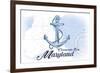Chesapeake Bay, Maryland - Anchor - Blue - Coastal Icon-Lantern Press-Framed Art Print