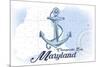 Chesapeake Bay, Maryland - Anchor - Blue - Coastal Icon-Lantern Press-Mounted Art Print