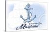 Chesapeake Bay, Maryland - Anchor - Blue - Coastal Icon-Lantern Press-Stretched Canvas