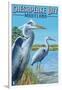 Chesapeake Bay, Maryland - Blue Heron-Lantern Press-Framed Art Print