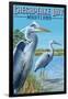 Chesapeake Bay, Maryland - Blue Heron-Lantern Press-Framed Art Print