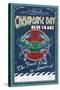 Chesapeake Bay, Virginia - Blue Crab Vintage Sign-Lantern Press-Stretched Canvas