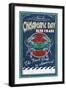 Chesapeake Bay, Virginia - Blue Crab Vintage Sign-Lantern Press-Framed Art Print