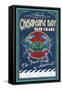 Chesapeake Bay, Virginia - Blue Crab Vintage Sign-Lantern Press-Framed Stretched Canvas