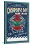 Chesapeake Bay, Virginia - Blue Crab Vintage Sign-Lantern Press-Stretched Canvas