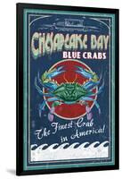 Chesapeake Bay, Virginia - Blue Crab Vintage Sign-Lantern Press-Framed Art Print