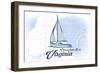Chesapeake Bay, Virginia - Sailboat - Blue - Coastal Icon-Lantern Press-Framed Art Print