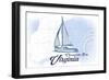 Chesapeake Bay, Virginia - Sailboat - Blue - Coastal Icon-Lantern Press-Framed Art Print