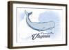 Chesapeake Bay, Virginia - Whale - Blue - Coastal Icon-Lantern Press-Framed Art Print