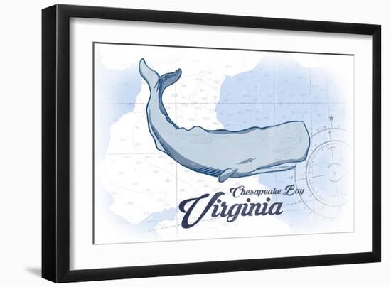 Chesapeake Bay, Virginia - Whale - Blue - Coastal Icon-Lantern Press-Framed Art Print
