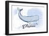 Chesapeake Bay, Virginia - Whale - Blue - Coastal Icon-Lantern Press-Framed Art Print