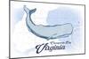 Chesapeake Bay, Virginia - Whale - Blue - Coastal Icon-Lantern Press-Mounted Art Print