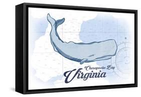 Chesapeake Bay, Virginia - Whale - Blue - Coastal Icon-Lantern Press-Framed Stretched Canvas