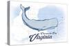 Chesapeake Bay, Virginia - Whale - Blue - Coastal Icon-Lantern Press-Stretched Canvas