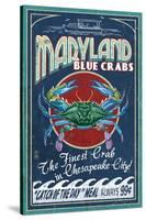 Chesapeake City, Maryland - Blue Crab-Lantern Press-Stretched Canvas