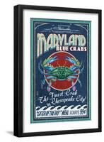 Chesapeake City, Maryland - Blue Crab-Lantern Press-Framed Art Print
