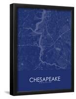 Chesapeake, United States of America Blue Map-null-Framed Poster