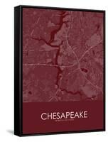 Chesapeake, United States of America Red Map-null-Framed Stretched Canvas