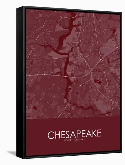 Chesapeake, United States of America Red Map-null-Framed Stretched Canvas