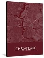 Chesapeake, United States of America Red Map-null-Stretched Canvas