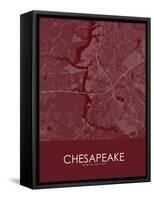 Chesapeake, United States of America Red Map-null-Framed Stretched Canvas