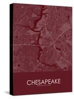 Chesapeake, United States of America Red Map-null-Stretched Canvas