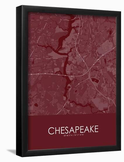 Chesapeake, United States of America Red Map-null-Framed Poster