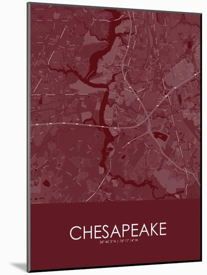 Chesapeake, United States of America Red Map-null-Mounted Poster
