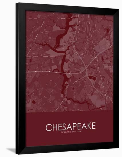 Chesapeake, United States of America Red Map-null-Framed Poster