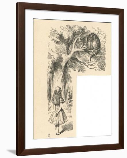 Cheshire Cat Alice Meets the Cheshire Cat-John Tenniel-Framed Art Print