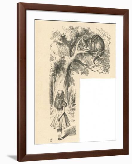 Cheshire Cat Alice Meets the Cheshire Cat-John Tenniel-Framed Art Print