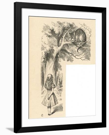 Cheshire Cat Alice Meets the Cheshire Cat-John Tenniel-Framed Art Print