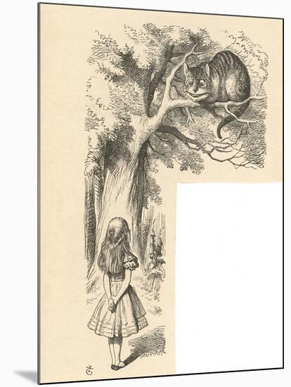 Cheshire Cat Alice Meets the Cheshire Cat-John Tenniel-Mounted Art Print