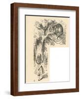 Cheshire Cat Alice Meets the Cheshire Cat-John Tenniel-Framed Art Print