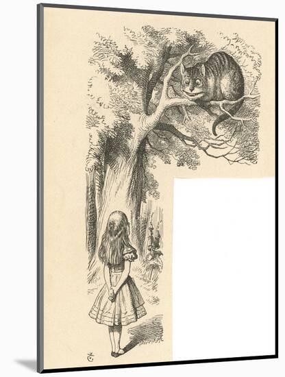 Cheshire Cat Alice Meets the Cheshire Cat-John Tenniel-Mounted Art Print